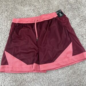 Xersion Mens XL Burgundy Color Block Train Mesh 5" Running Shorts‎ NWT